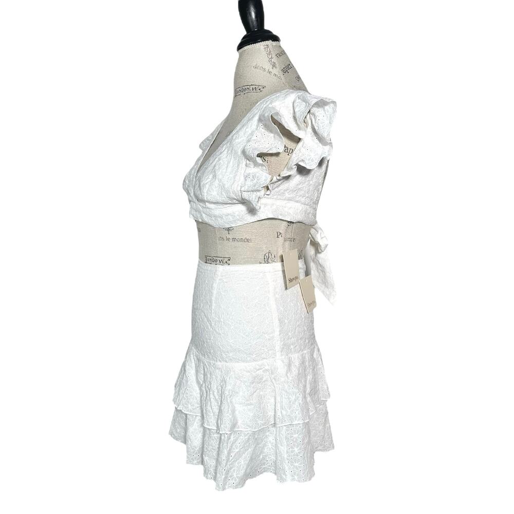 Showpo. | Women | Joselyn White Floral Eyelet Tie Back Matching Set | Size 4 - Picture 4 of 16
